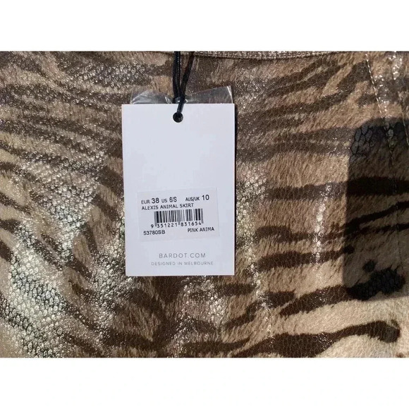 BARDOT ALEXIS ANIMAL Print SKIRT Faux Leather Small Size 6 NEW Lined. 362 - Picture 4 of 5